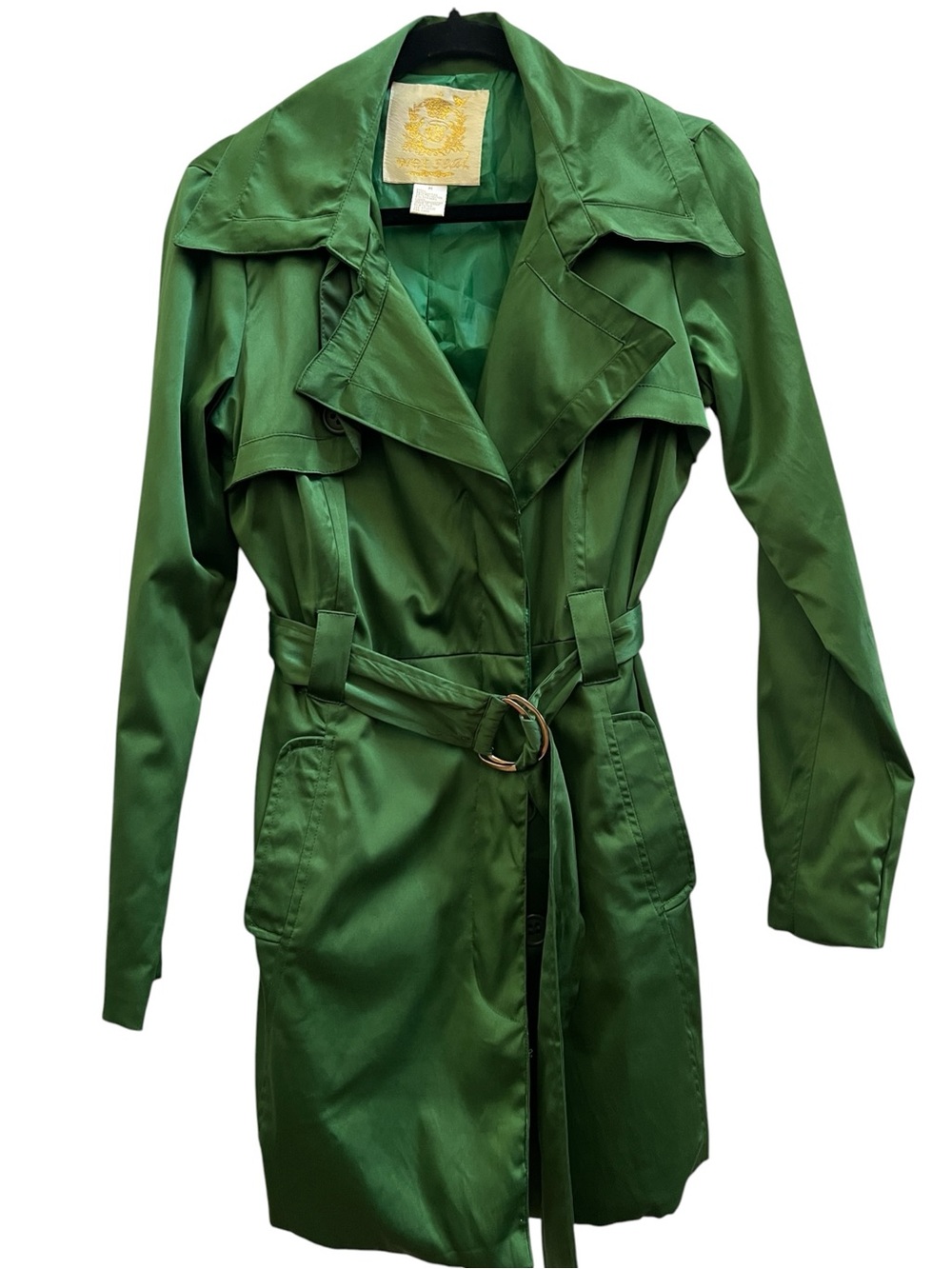 Wet Seal Vintage Y2K Emerald Green  Trench Coat Jacket M Indie Sleeze Retro - Picture 2 of 5